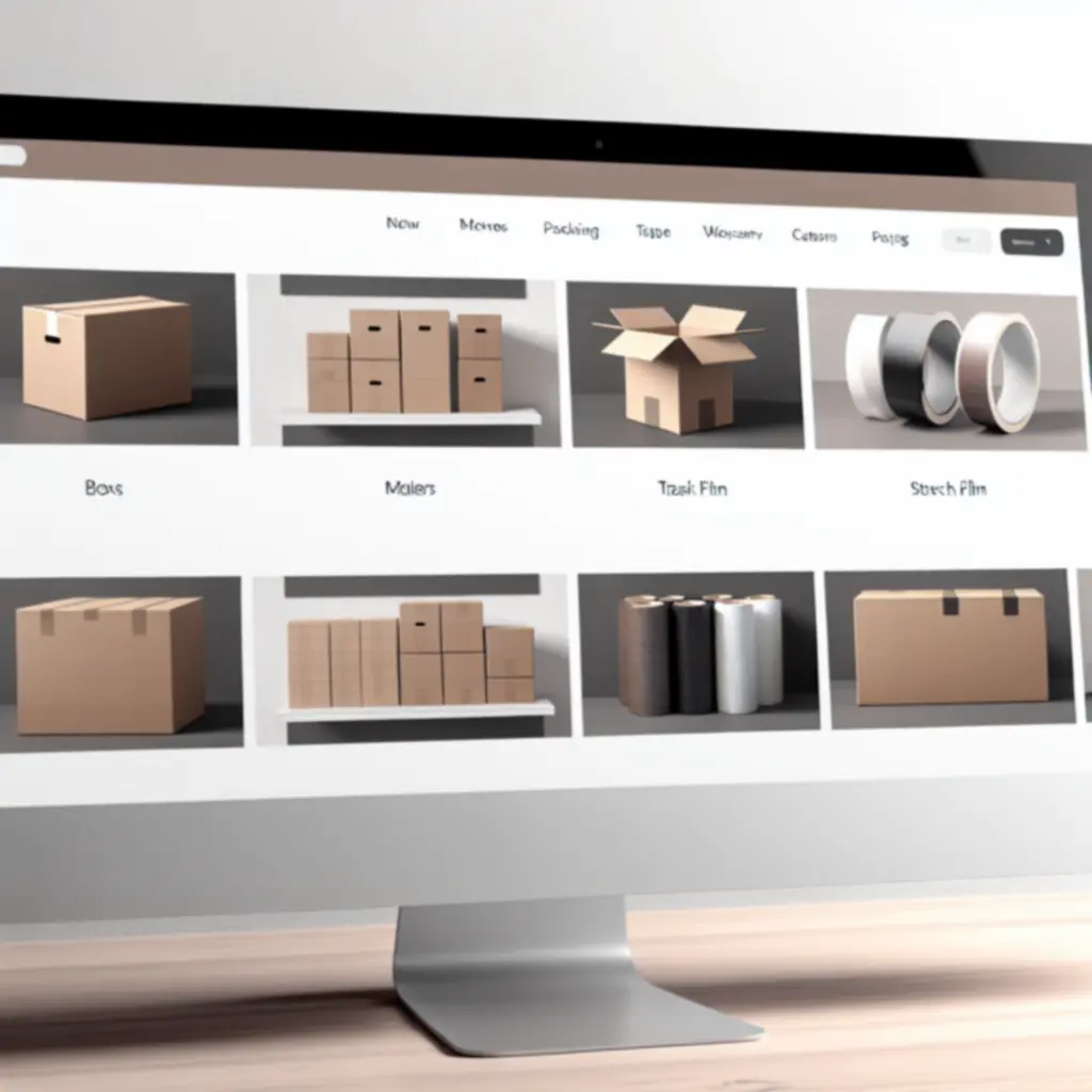 Overzicht van verschillende verpakkingscategorieën zoals dozen, enveloppen, folie en tape