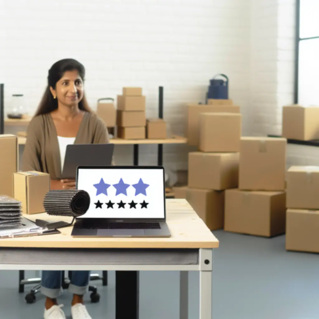 Voorstelling van klantbeoordelingen en sterrenwaarderingen voor verpakkingsproducten