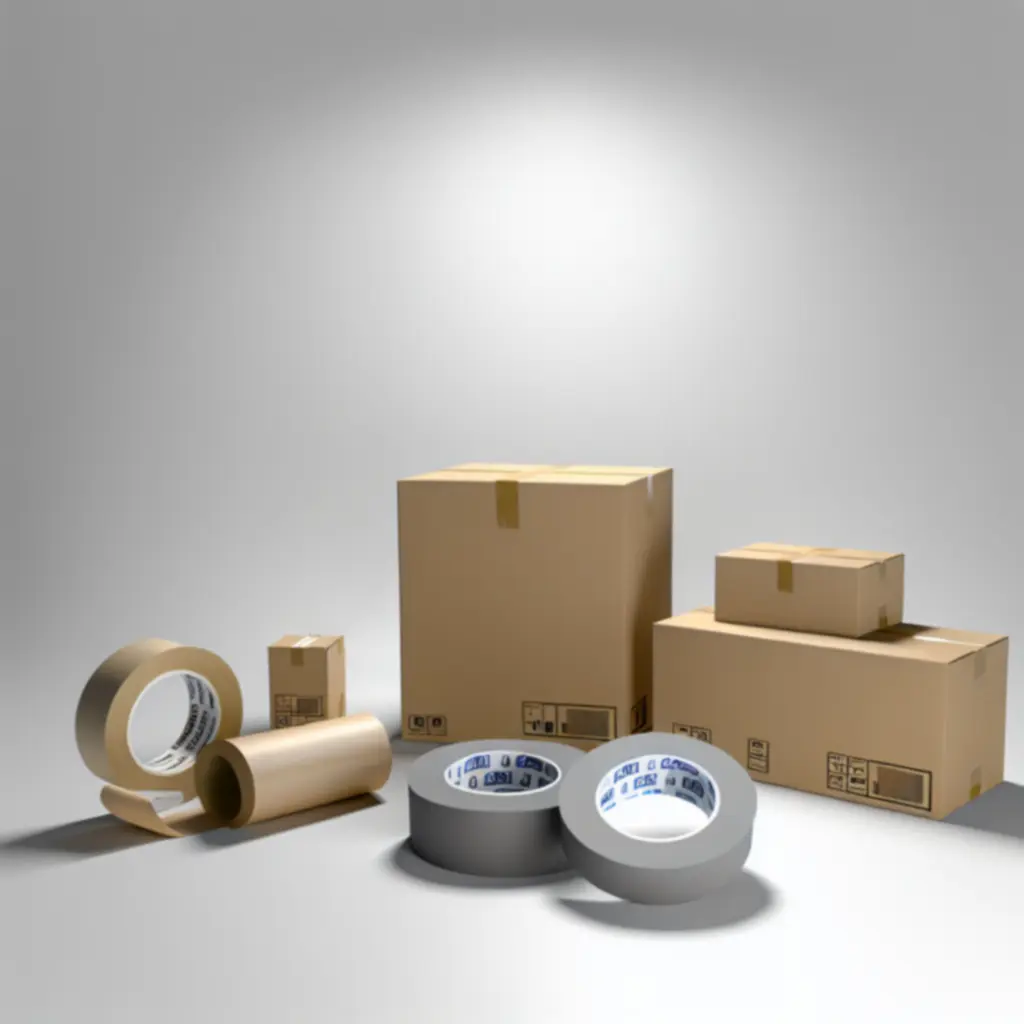 Uitgelichte verpakkingsproducten, waaronder dozen, folie en tape