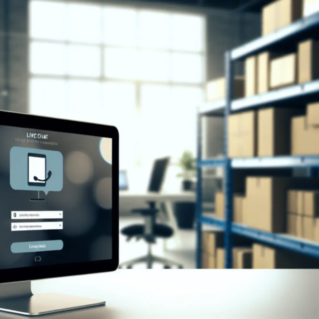 Live chat ondersteuning op een laptop voor een e-commerce verpakkingsplatform